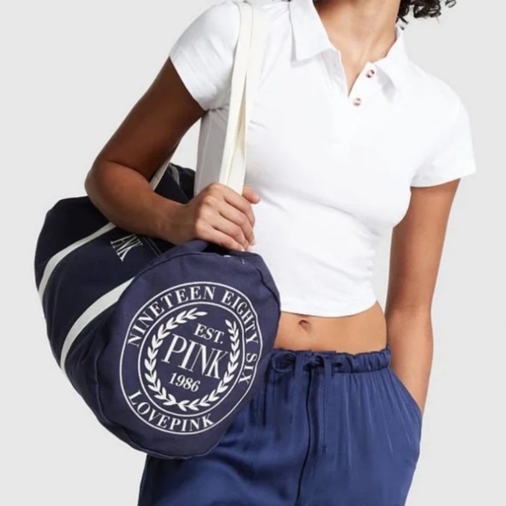 NWT PINK Victoria's Secret Canvas Duffle Bag